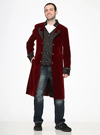 Burgundy Velvet Mens Coat