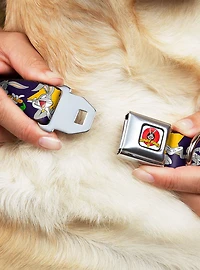 Looney Tunes Bugs Bunny Poses Stars Seatbelt Buckle Dog Collar