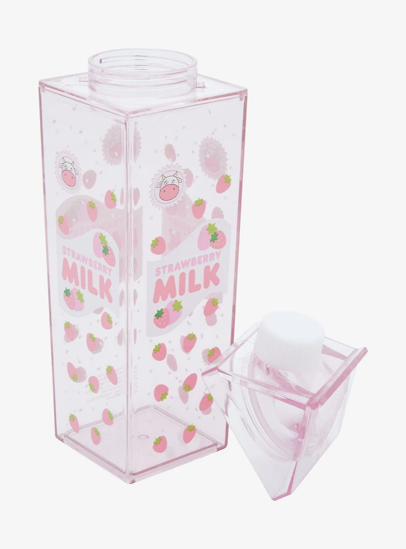 Strawberry Cow Milk Carton Water Bottle
