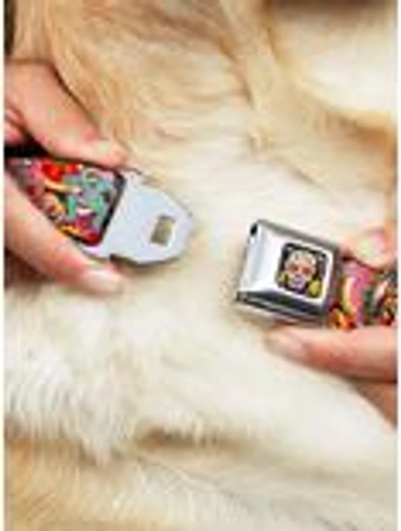 Dancing Catrinas Collage Multi Color Seatbelt Buckle Dog Collar