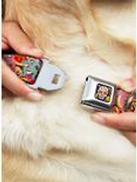 Dancing Catrinas Collage Multi Color Seatbelt Buckle Dog Collar