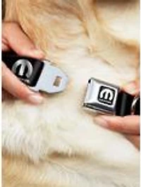 Mopar Logo Repeat Black Silver Gradient Seatbelt Buckle Dog Collar