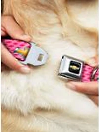 Chevy Gold Bowtie Logo Pink Seatbelt Buckle Dog Collar