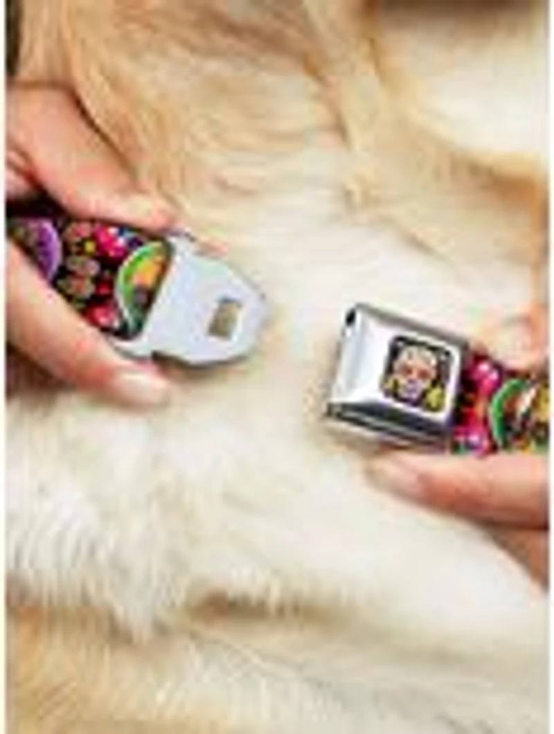 Six Sugar Skulls Seatbelt Buckle Dog Collar