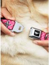 Ford Mustang Bars Text Pink Logo Repeat Seatbelt Buckle Dog Collar