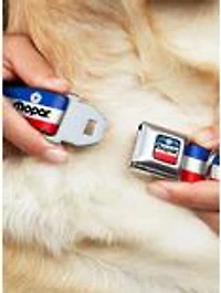 Mopar Logo Stripe Blue White Red Seatbelt Buckle Dog Collar