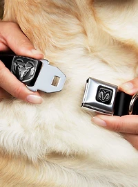 Ram Black Silver Logo Seatbelt Buckle Dog Collar