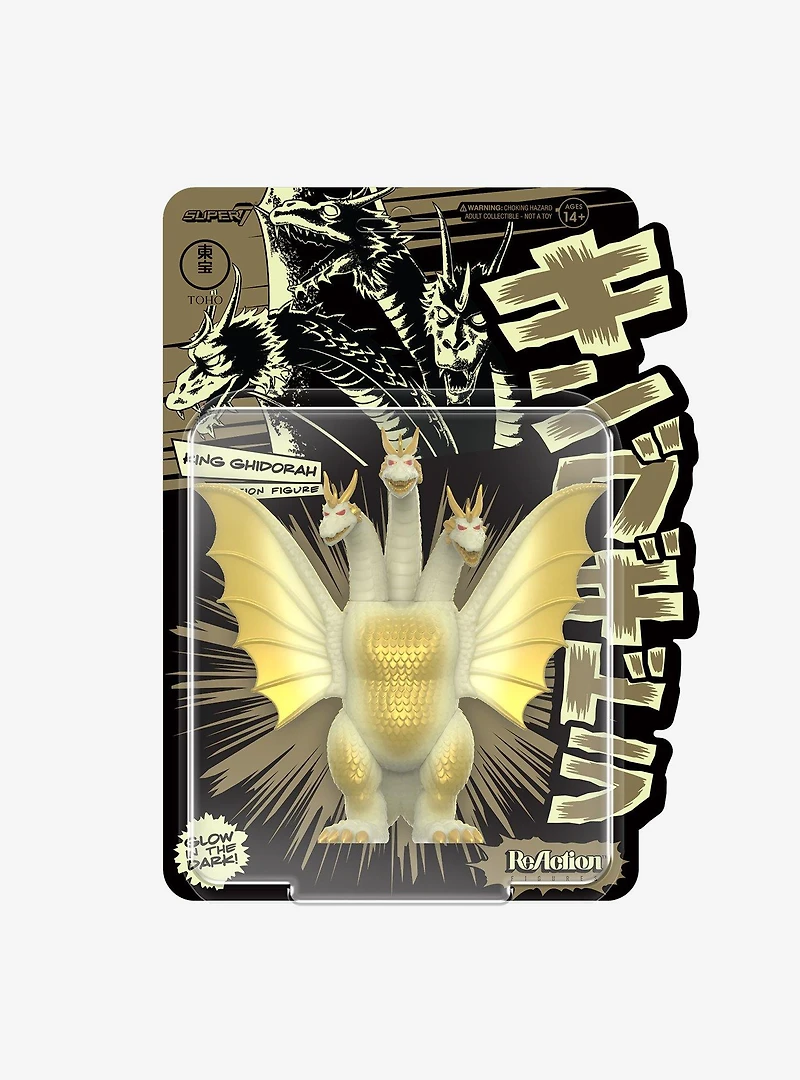 Super7 ReAction Godzilla King Ghidorah Glow-in-the-Dark Figure