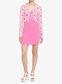 Sweet Society Star Mesh Tie-Front Girls Crop Long-Sleeve Top