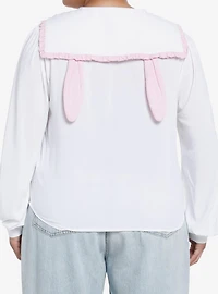 Sweet Society Bunny Sailor Collar Girls Long-Sleeve Woven Top Plus Size