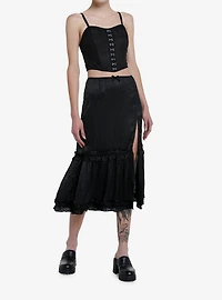 Thorn & Fable Black Lace Girls Crop Corset