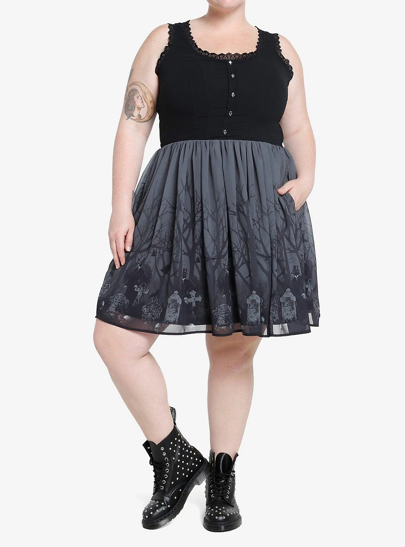 Thorn & Fable Cemetery Scene Dress Plus Size