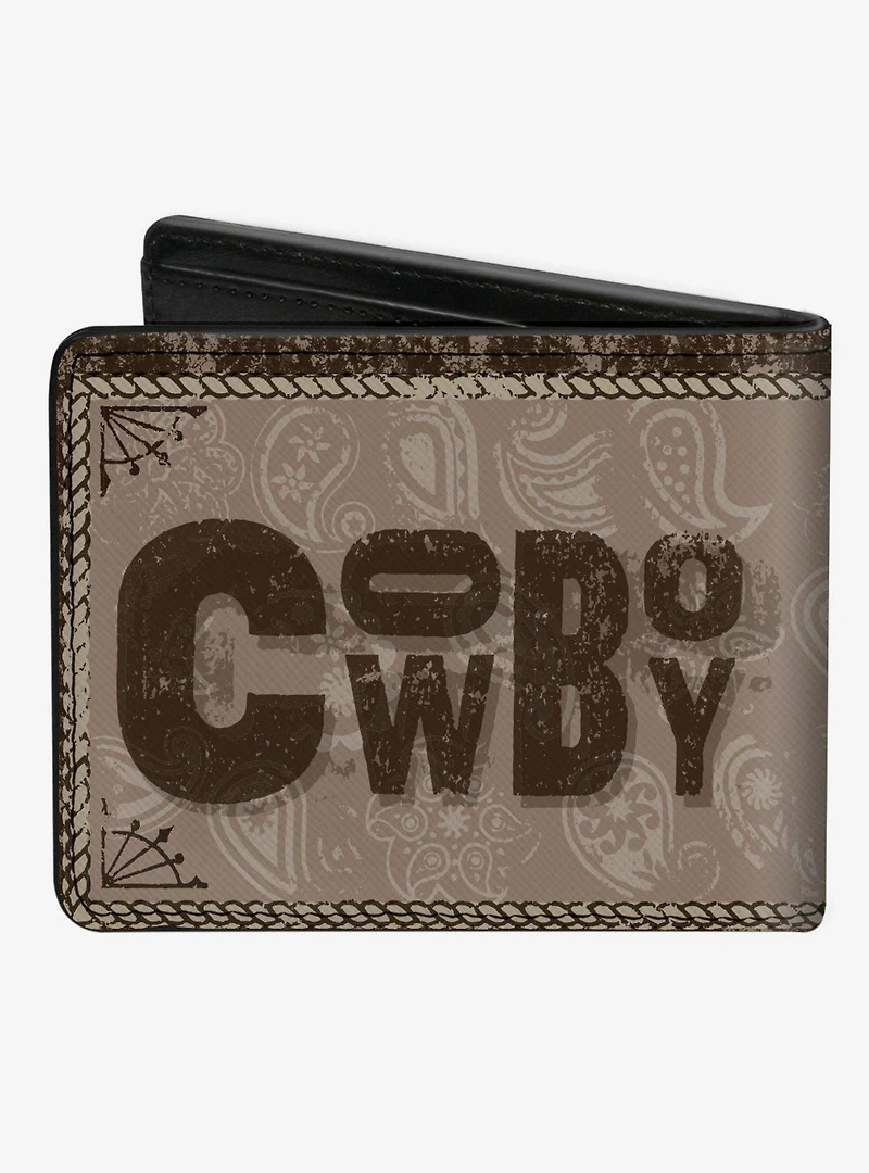 Western Cowboy Icons Collage Bifold Wallet