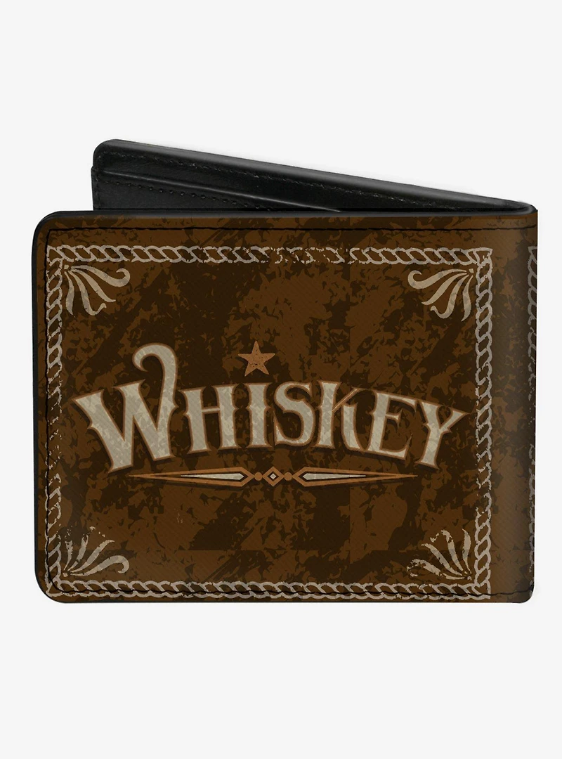 Western Whiskey Star with Text Shadow Repeat Bifold Wallet