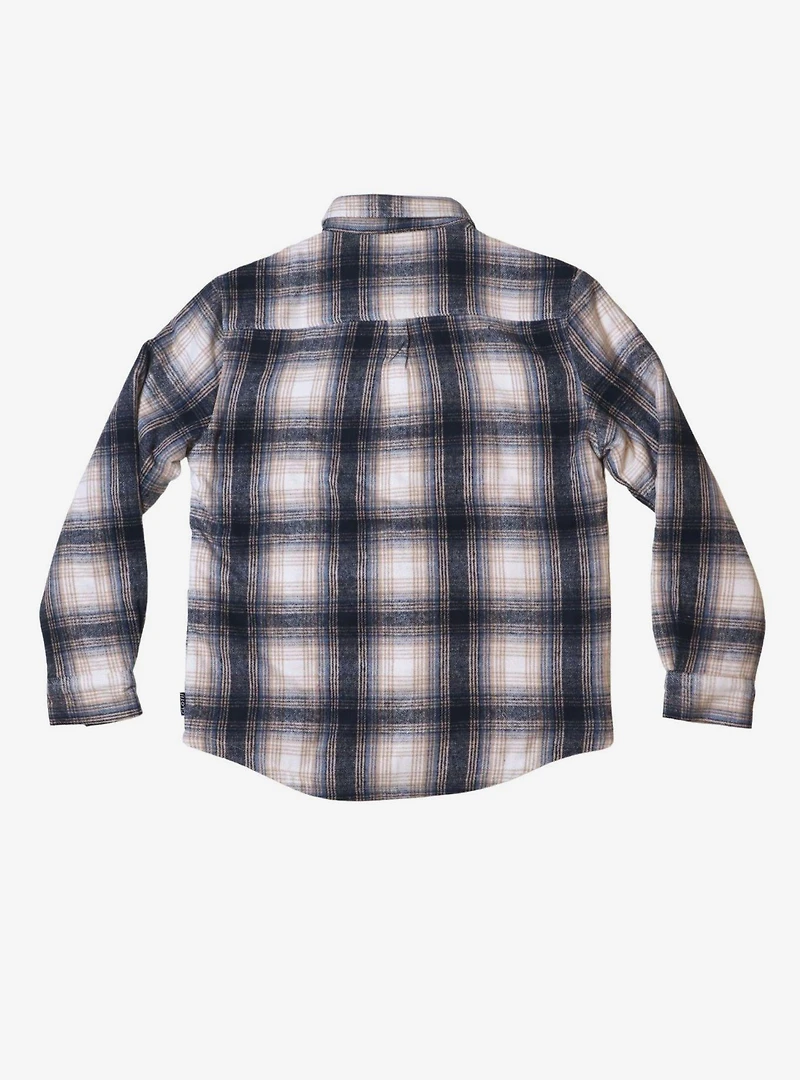 Cream And Blue Sherpa Lined Flannel Shacket