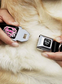 DC Comics Justice League Super Shield Hibiscus Design Seatbelt Buckle Dog Collar