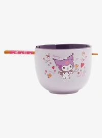 Sanrio Kuromi and Blueberries Ramen Bowl with Chopsticks and Spoon