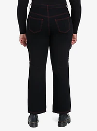 Black & Pink Contrast Stitch Carpenter Pants Plus