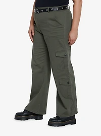 Olive Cargo Pants With Belt Plus Size