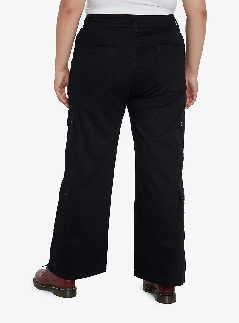 Black Double Pocket Cargo Pants Plus