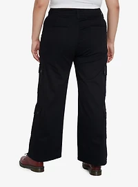 Black Double Pocket Cargo Pants Plus