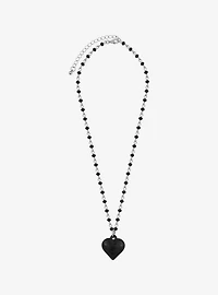 Social Collision Black Bubble Heart Beaded Chain Necklace
