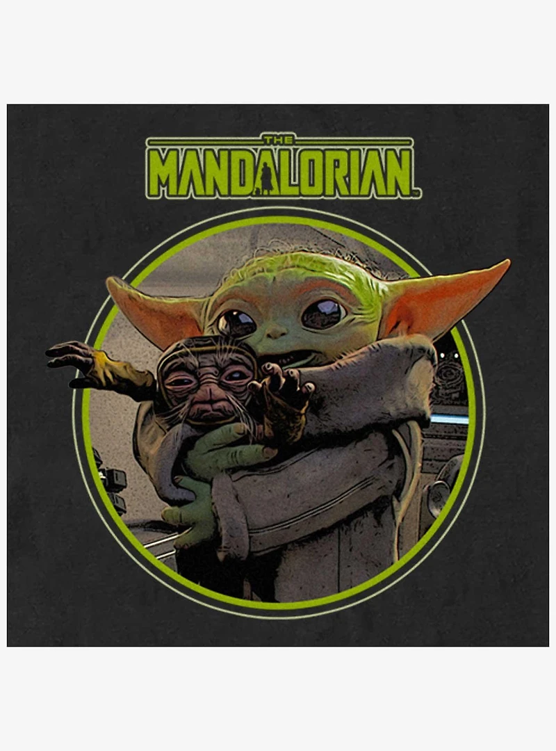 Star Wars The Mandalorian Grogu Hugging An Anzellan Mineral Wash Womens Crop T-Shirt BoxLunch Exclusive