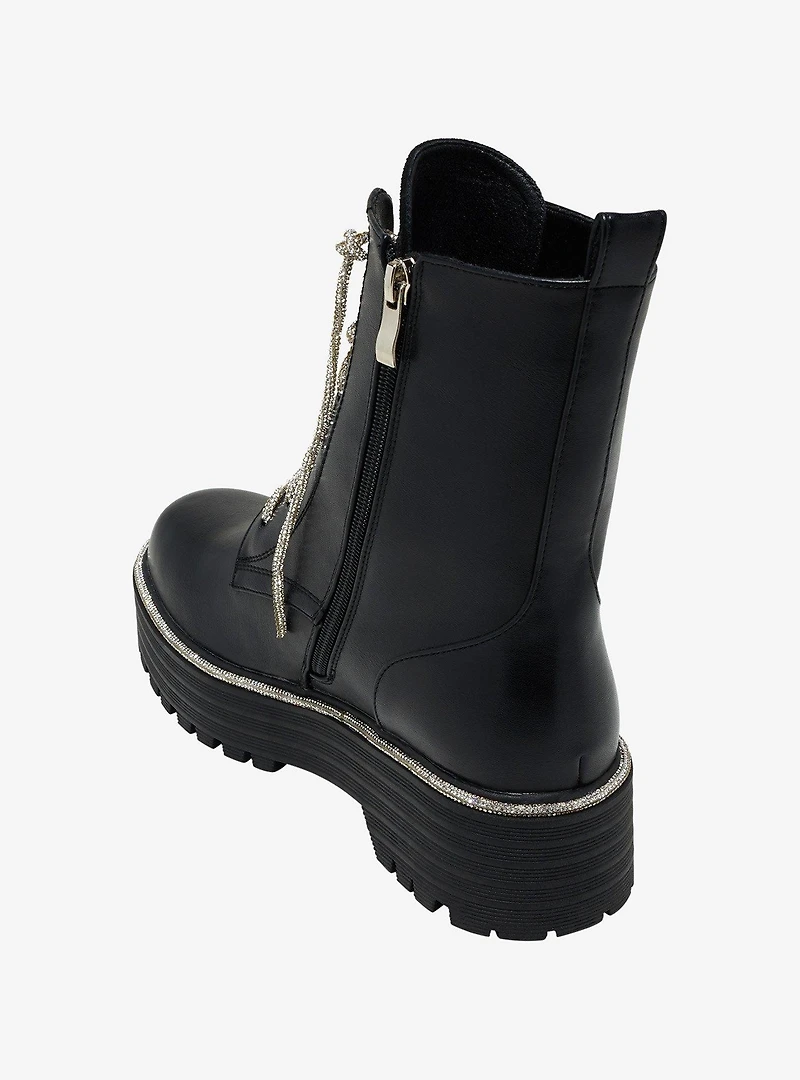 Azalea Wang Silver Bling Combat Boots