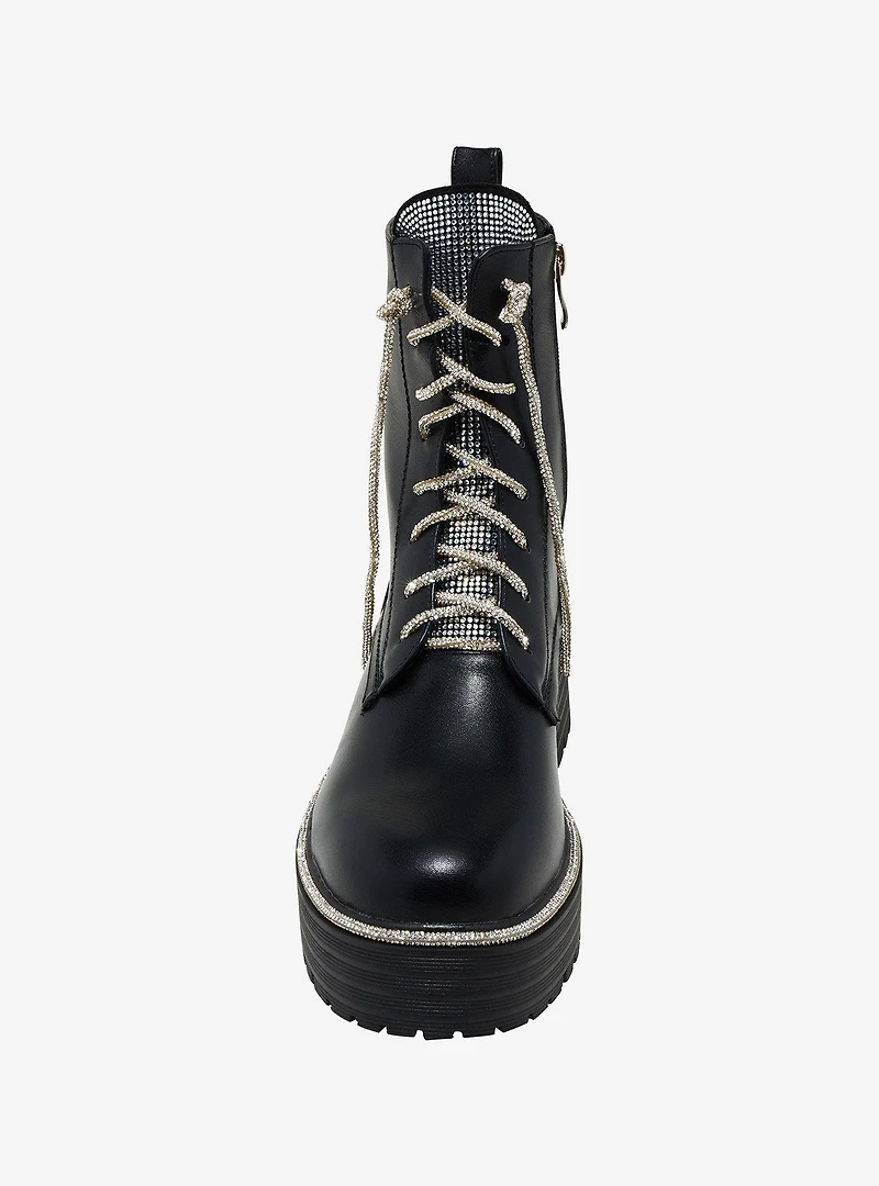 Azalea Wang Silver Bling Combat Boots