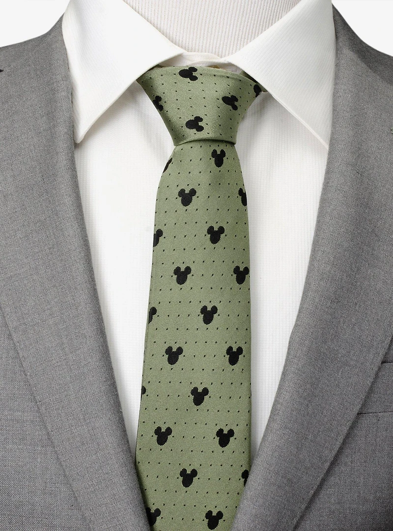 Disney Mickey Mouse Silhouette Dot Green Men's Tie