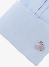 Disney Mickey Mouse Silhouette Lavender Mother Of Pearl Sterling Silver Cufflinks