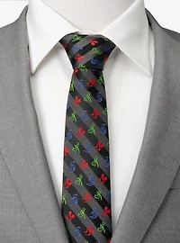 Disney Mickey Mouse And Friends Multi Black Stripe Men's Tie