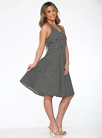 White Gingham Halter Dress