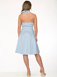 White Gingham Halter Dress