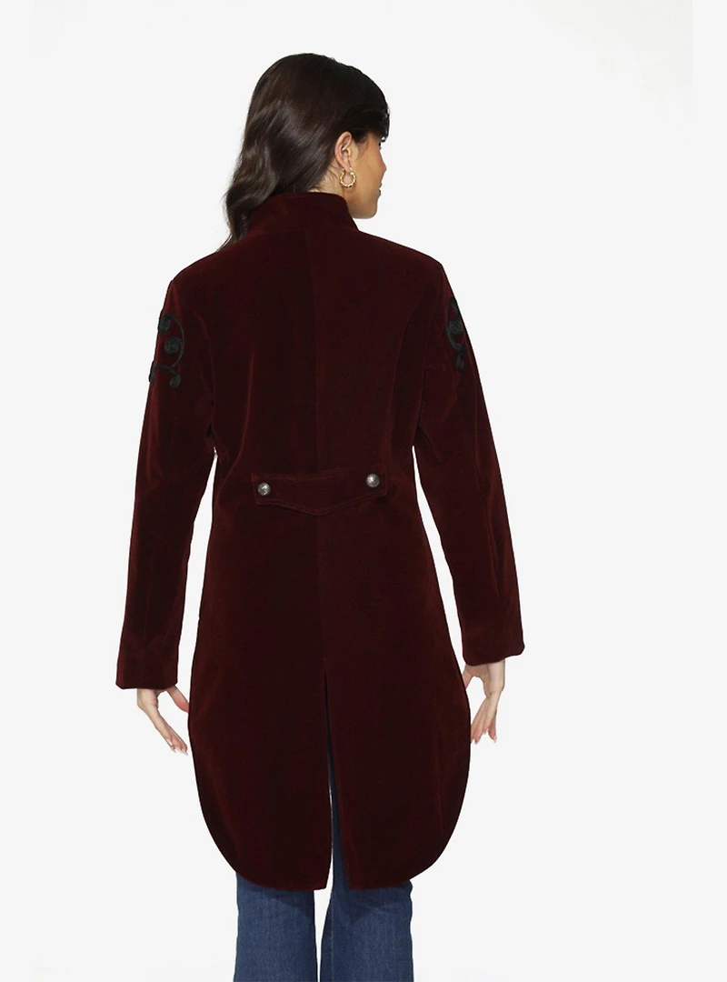 Burgundy Velvet Tailed Jacket