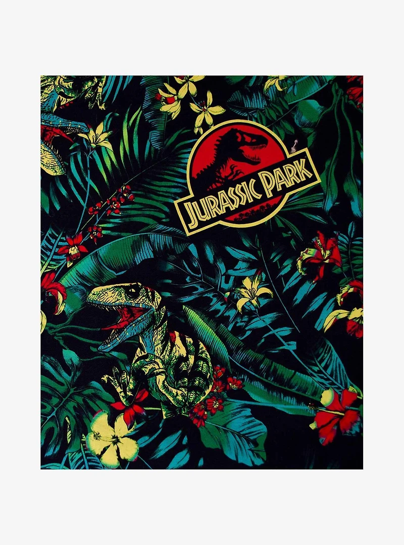 Jurassic Park Tropical Raptor Woven Button-Up