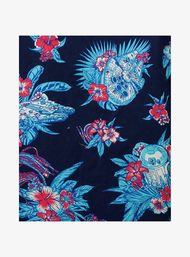 Star Wars R2-D2 & Millennium Falcon Pulled Cords Woven Button-Up