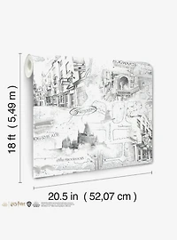 Harry Potter White Map Peel & Stick Wallpaper