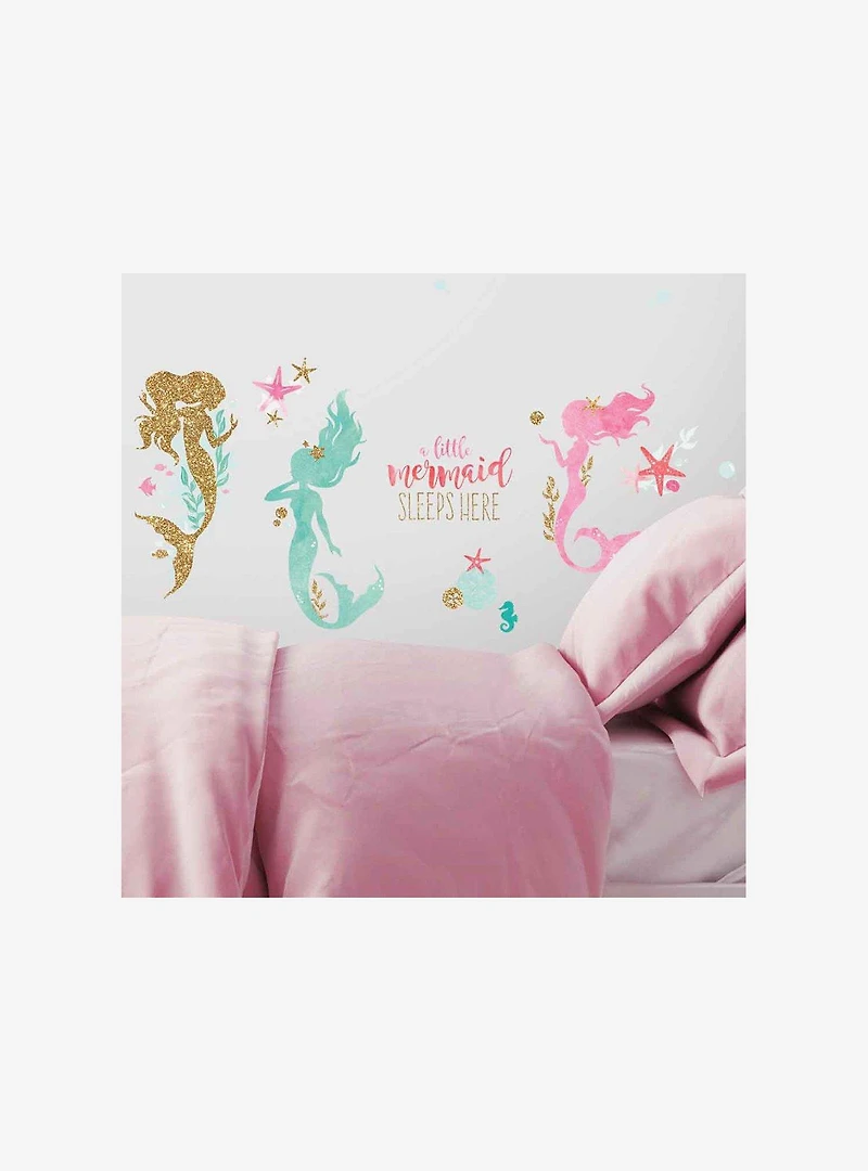 Mermaid Peel And Stick Wall Decals With Gltter