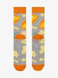 Studio Ghibli Howl's Moving Castle Calcifer & Flowers Allover Print Crew Socks - BoxLunch Exclusive