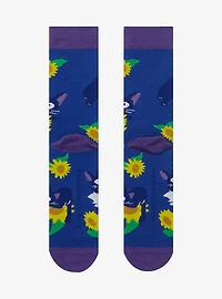 Studio Ghibli Kiki's Delivery Service Jiji & Flowers Allover Print Crew Socks - BoxLunch Exclusive