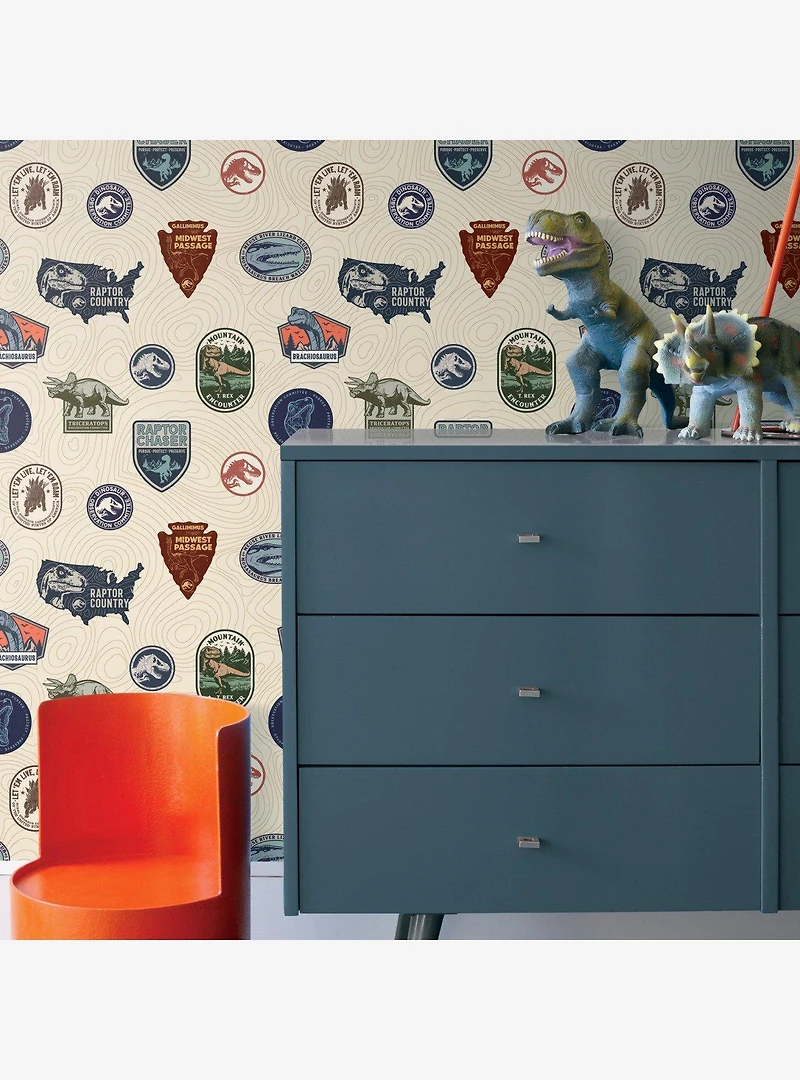 Jurassic World Badges Peel & Stick Wallpaper