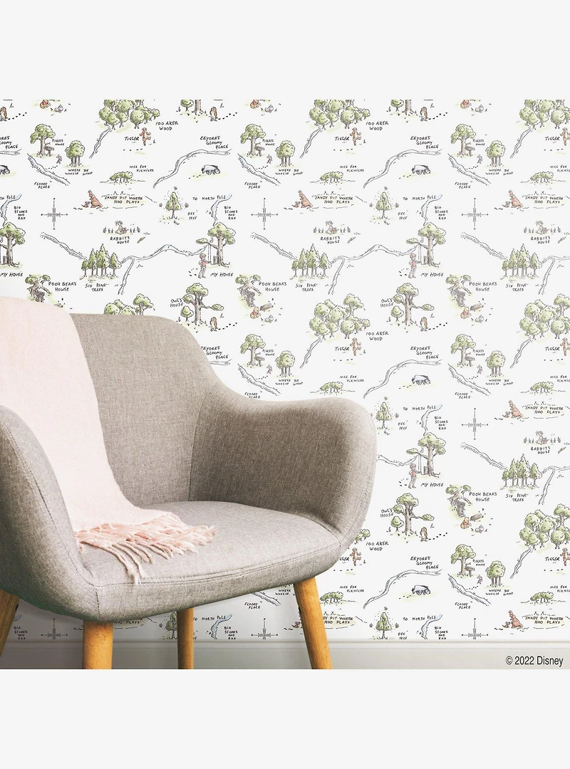 Disney Winnie The Pooh 100 Acre Wood Map Peel And Stick Wallpaper