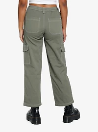 Olive Contrast Stitch Carpenter Pants