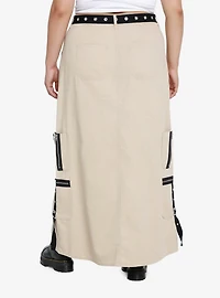 Social Collision Khaki Cargo Maxi Skirt Plus