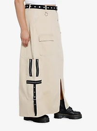 Social Collision Khaki Cargo Maxi Skirt Plus