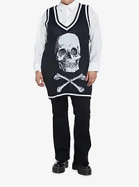 Social Collision Skull & Crossbones Girls Oversized Sweater Vest Plus Size