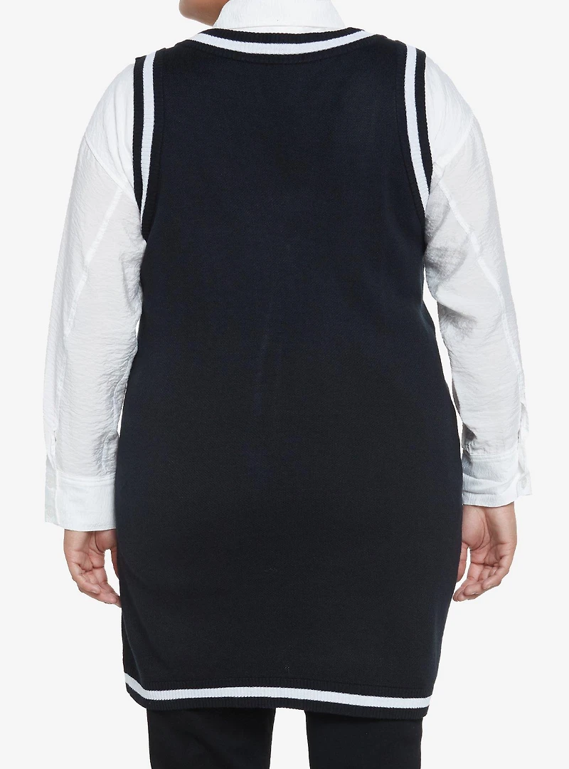 Social Collision Skull & Crossbones Girls Oversized Sweater Vest Plus Size