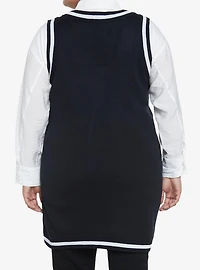 Social Collision Skull & Crossbones Girls Oversized Sweater Vest Plus Size