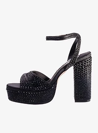 Rhinestone Black Platform Sandal